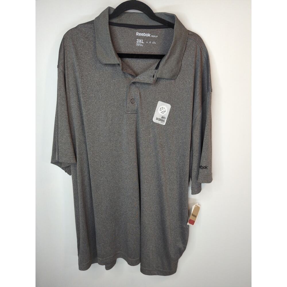 NWT Reebok Gray Heather Anti Microbial Short Sleeve Polo Shirt Size 3XL